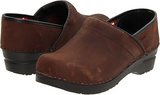 sanita brown clogs