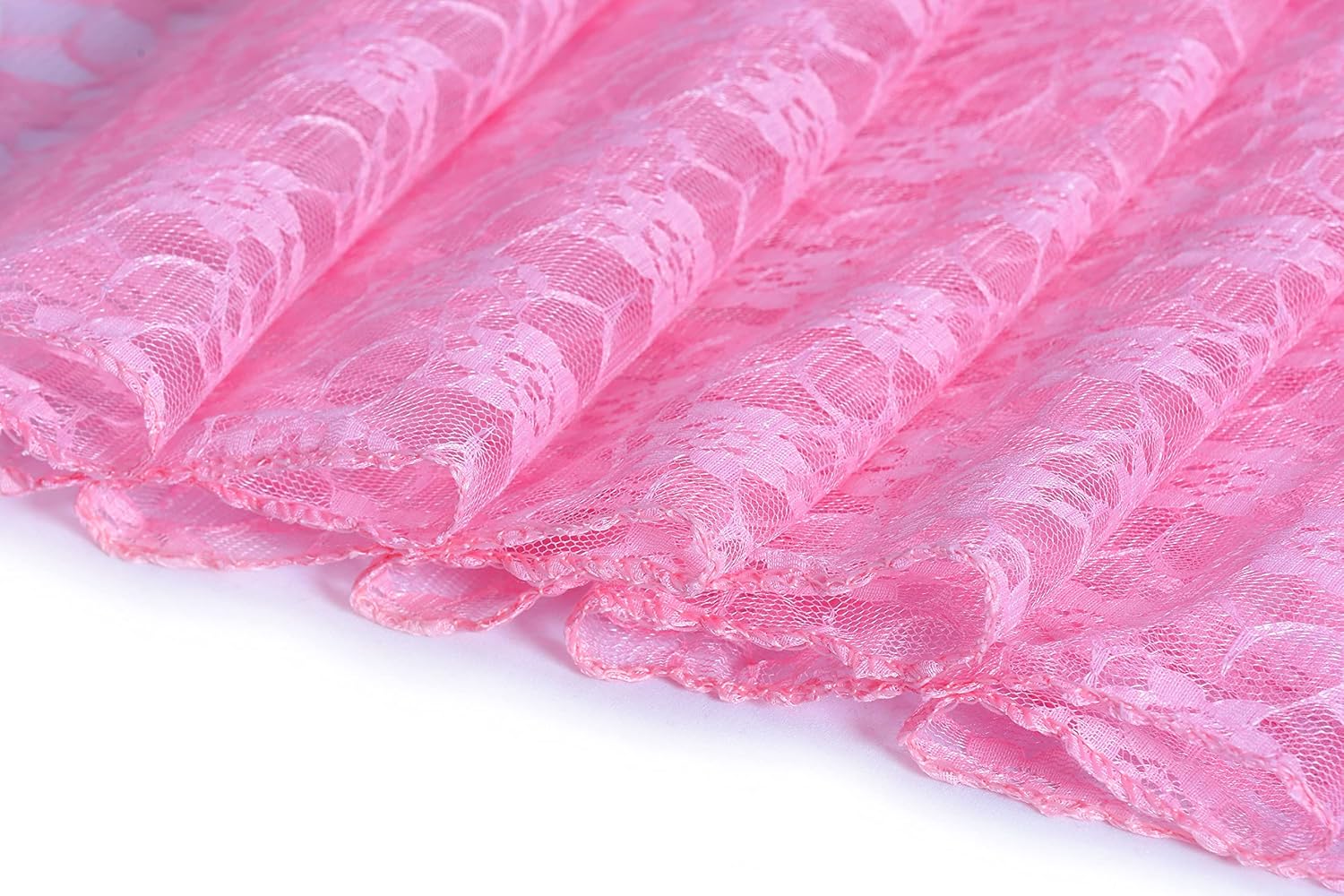 MDS Pack of 25 Wedding 12 x 108 inches Lace Table Runner for Wedding, Decorations for Birthday Parties, Banquets, Graduations, Engagements, and Runners fit Rectangle Round Table - Pink