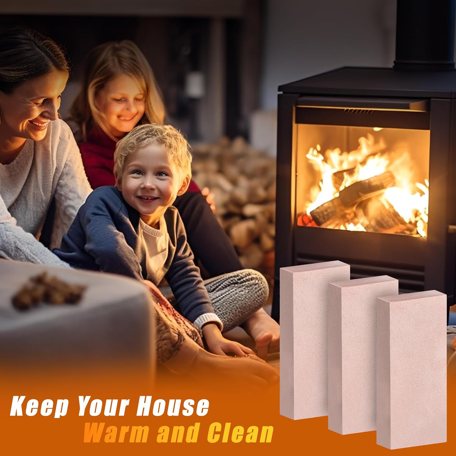 Fire Bricks, 9"x4.5"x1.25" Clay Material Food Grade Firebricks for Wood Stoves, Fireplaces, Pizza Ovens and Firepits, High Temperature Resistant Light Weight Waterproof Bricks for Woodstoves, 12Pieces