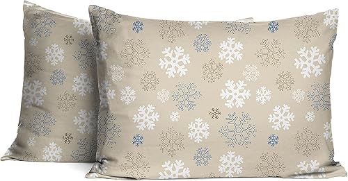 Miniatura 4 de Pointehaven - Juego de sábanas de franela de 6 ozm2, tamaño Queen, diseño color avena con copos de nieve