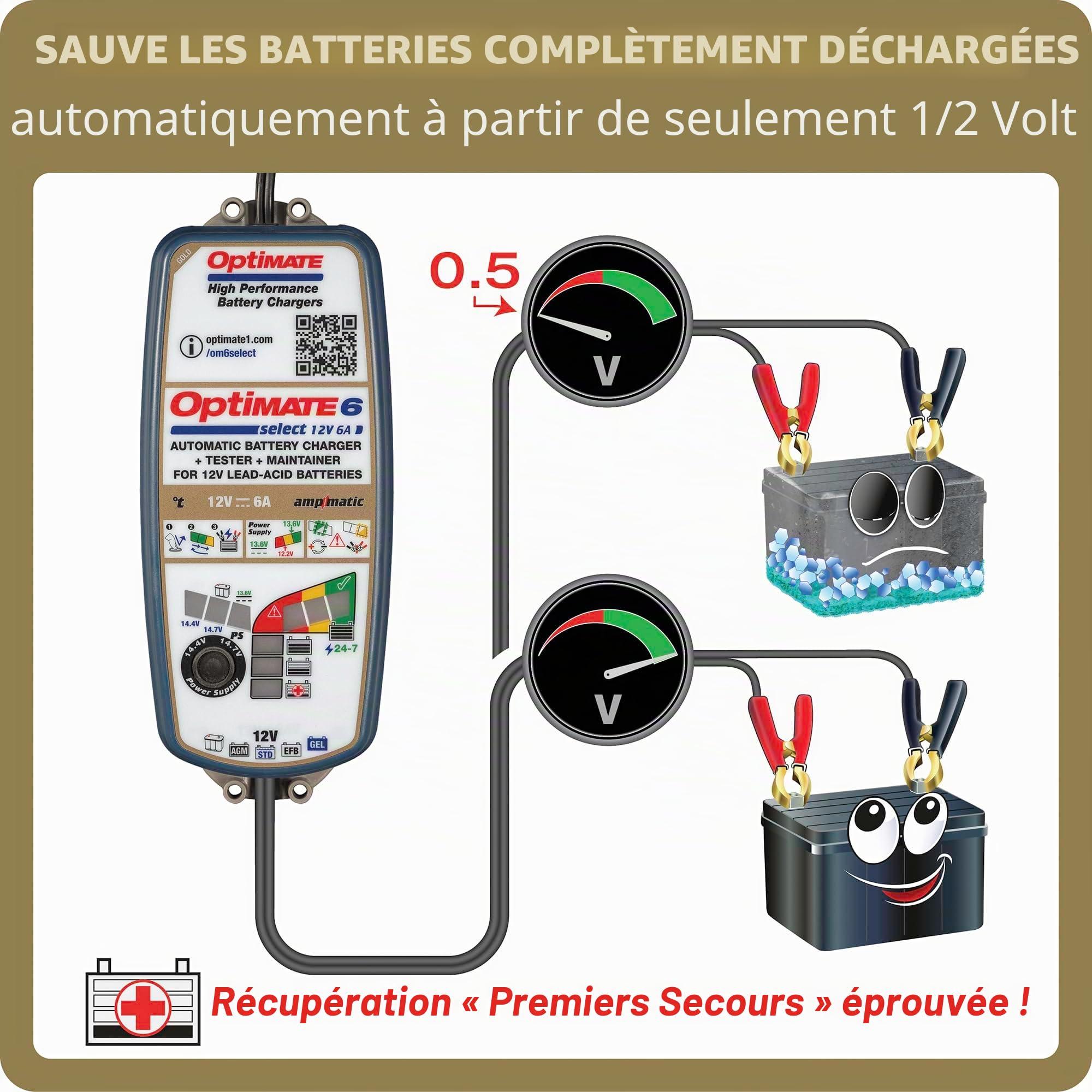 Optimate 6 Select Chargeur de batterie automatique intelligent 12 V avec mode d'alimentation
