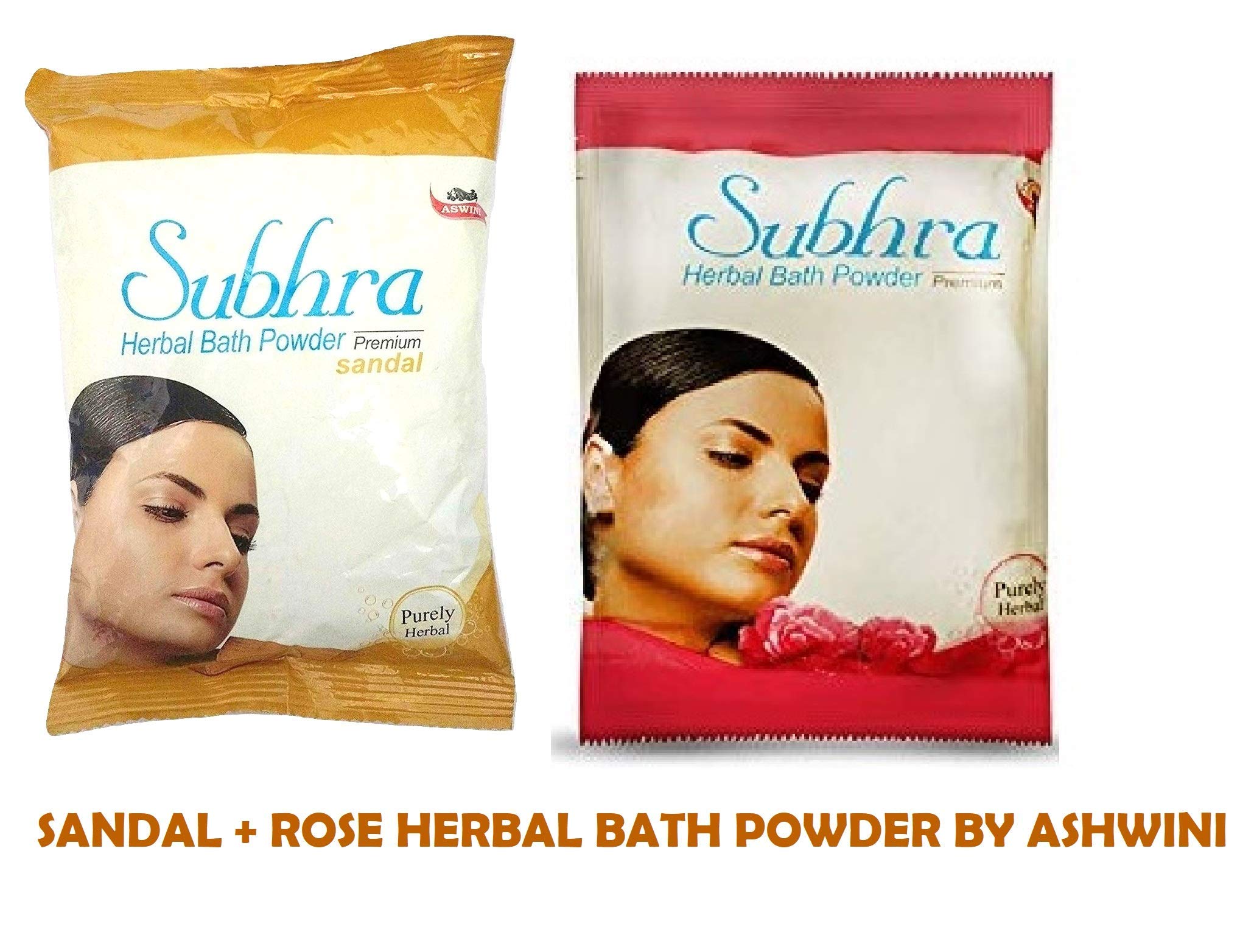ASWINI SUBHRA HERBAL BATH POWDER PREMIUM SANDAL & ROSE 200gm - Pack Of 2