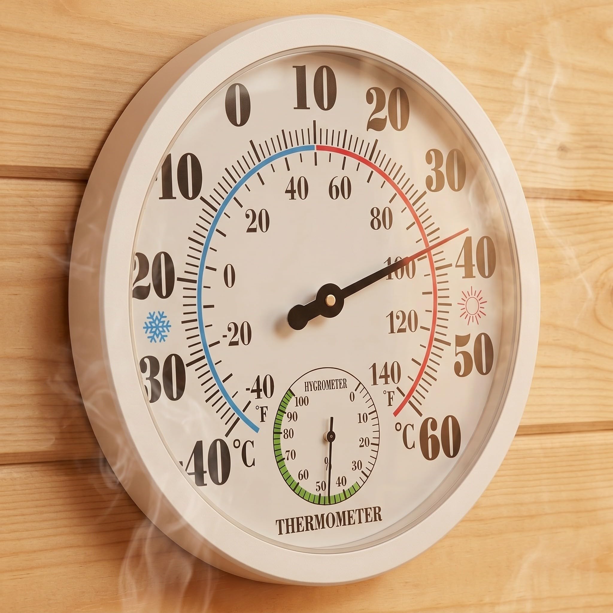 USHOBE Termómetro Higrómetro de Pared Diseño Moderno Compacto para Interiores Monitor de Temperatura y Humedad en Plástico Abs, Adecuado para Saunas y Habitaciones