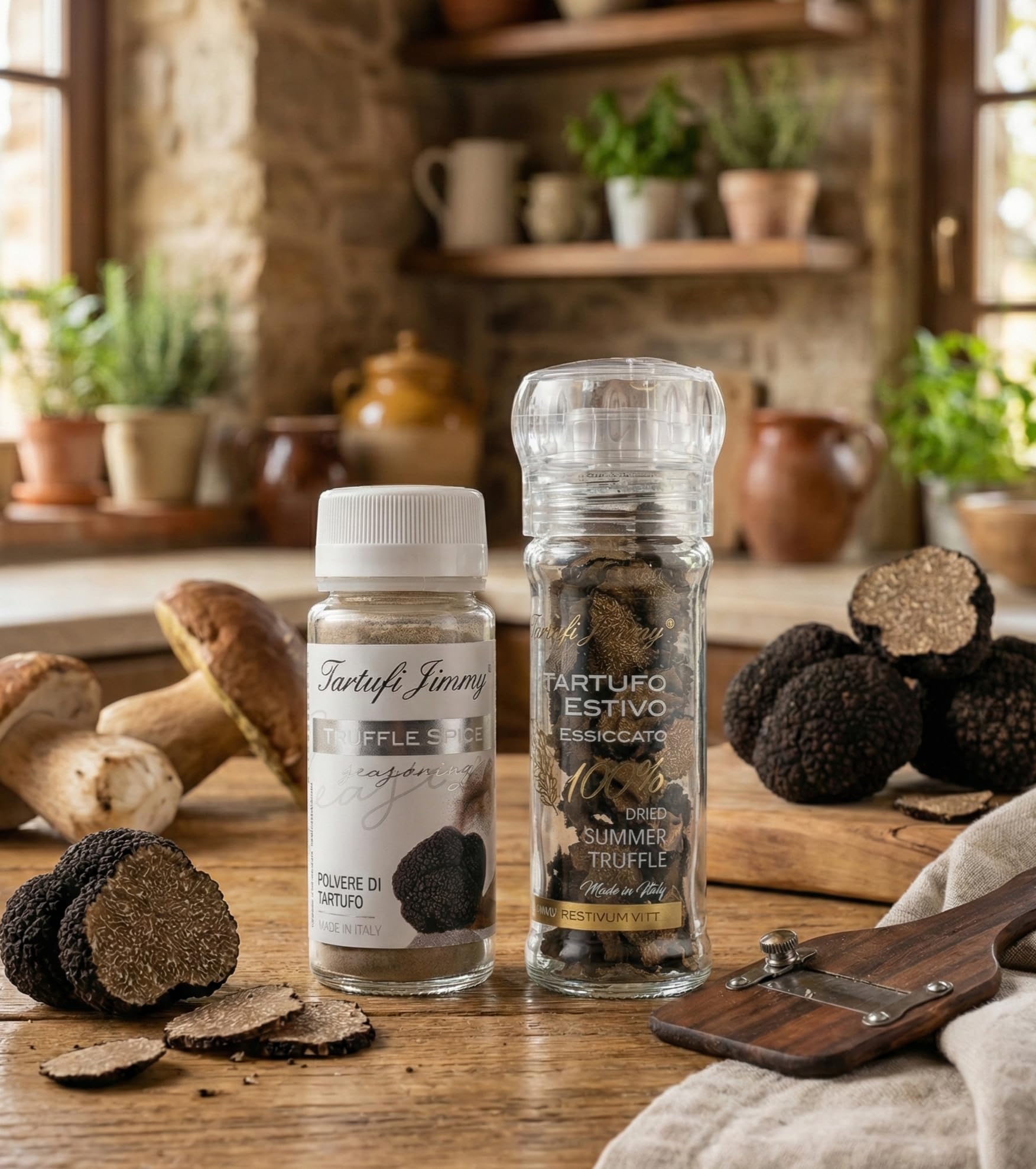 Set Gourmet - Polvere al Tartufo 45g + Petali di Tartufo Estivo Essiccato a Fette | Condimenti Premium al Tartufo per Pasta, Risotti, Carne, Uova e Antipasti - Made in Italy