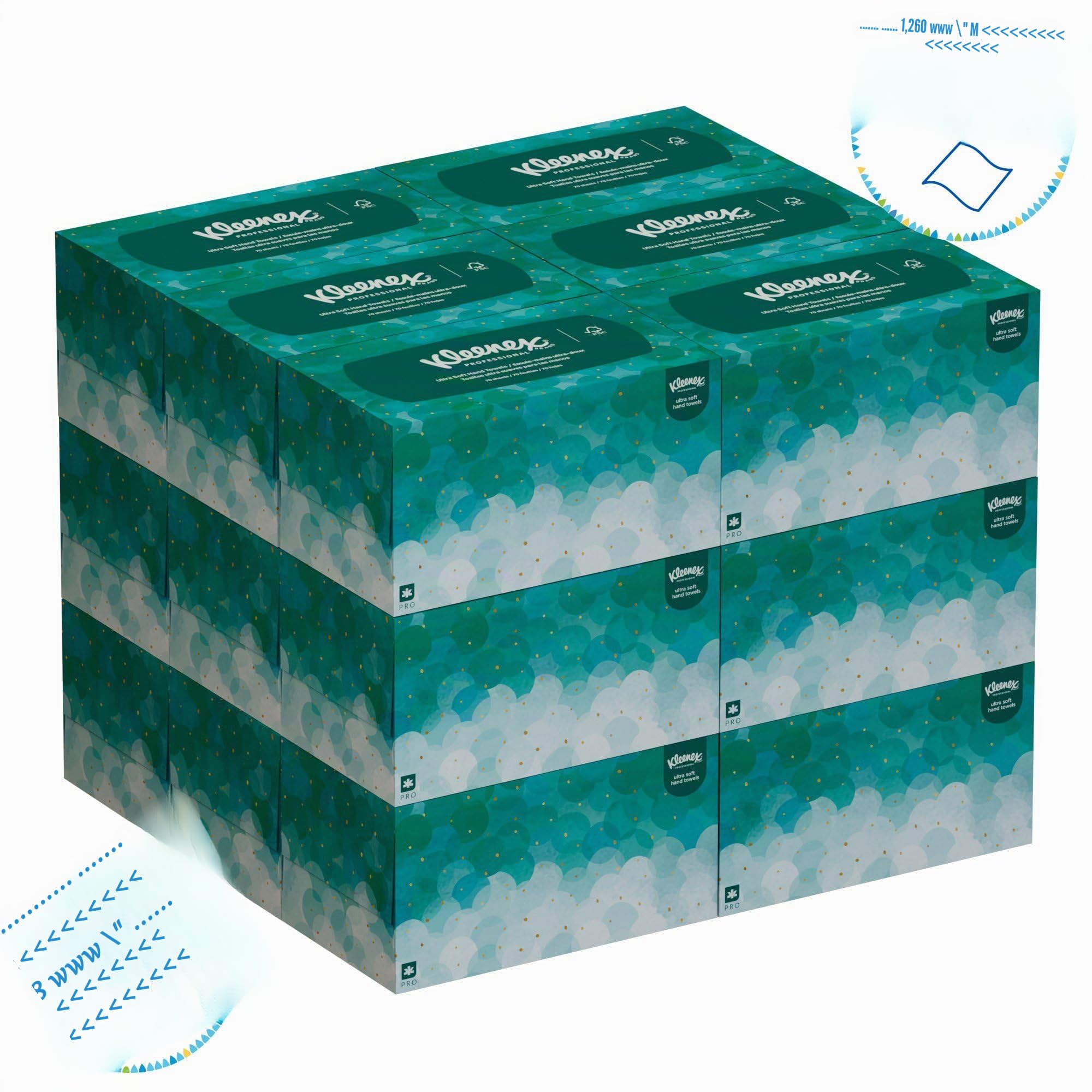 Kleenex Ultra Soft Pop-Up Hand Towels 6088, Súper Suaves, Resistentes y Absorbentes, Toallas de Papel Interleaved, 18 Cajas x 70 Hojas, 1,260 Total