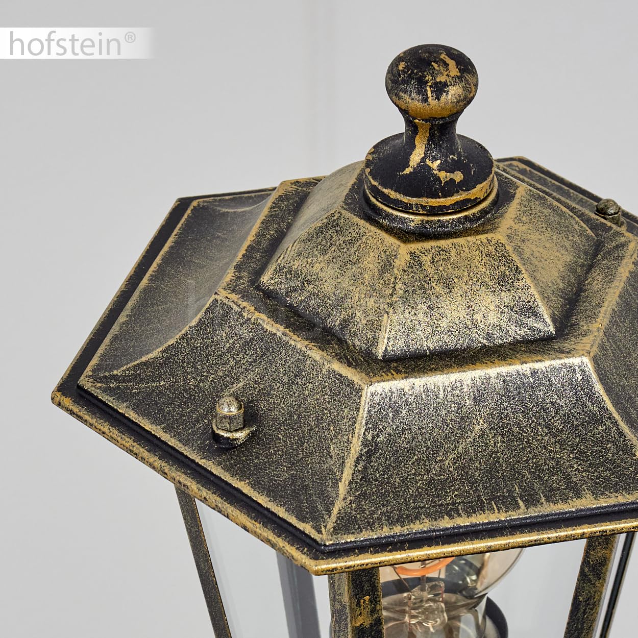 HOFSTEIN Lampa zewnętrzna Loria, oświetlenie ścieżki z metalu/szkła w kolorze złotym/brązowym/przezroczystym, lampa zewnętrzna o antycznym wyglądzie, 99 cm, lampa ogrodowa, oświetlenie ogrodowe IP44,