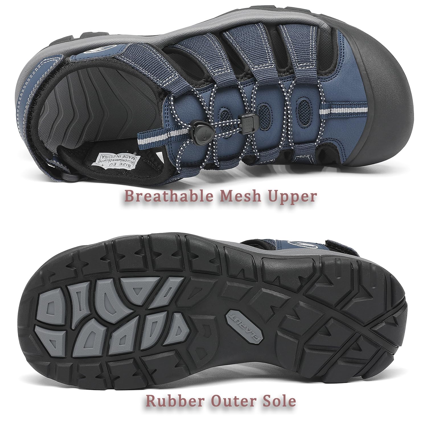 FLARUT Sandalen Herren Sommer Outdoorsandalen Trekkingsandalen Sportsandalen Geschlossene Zehe Wanderschuhe Strand Wandersandale Laufschuhe Lässige