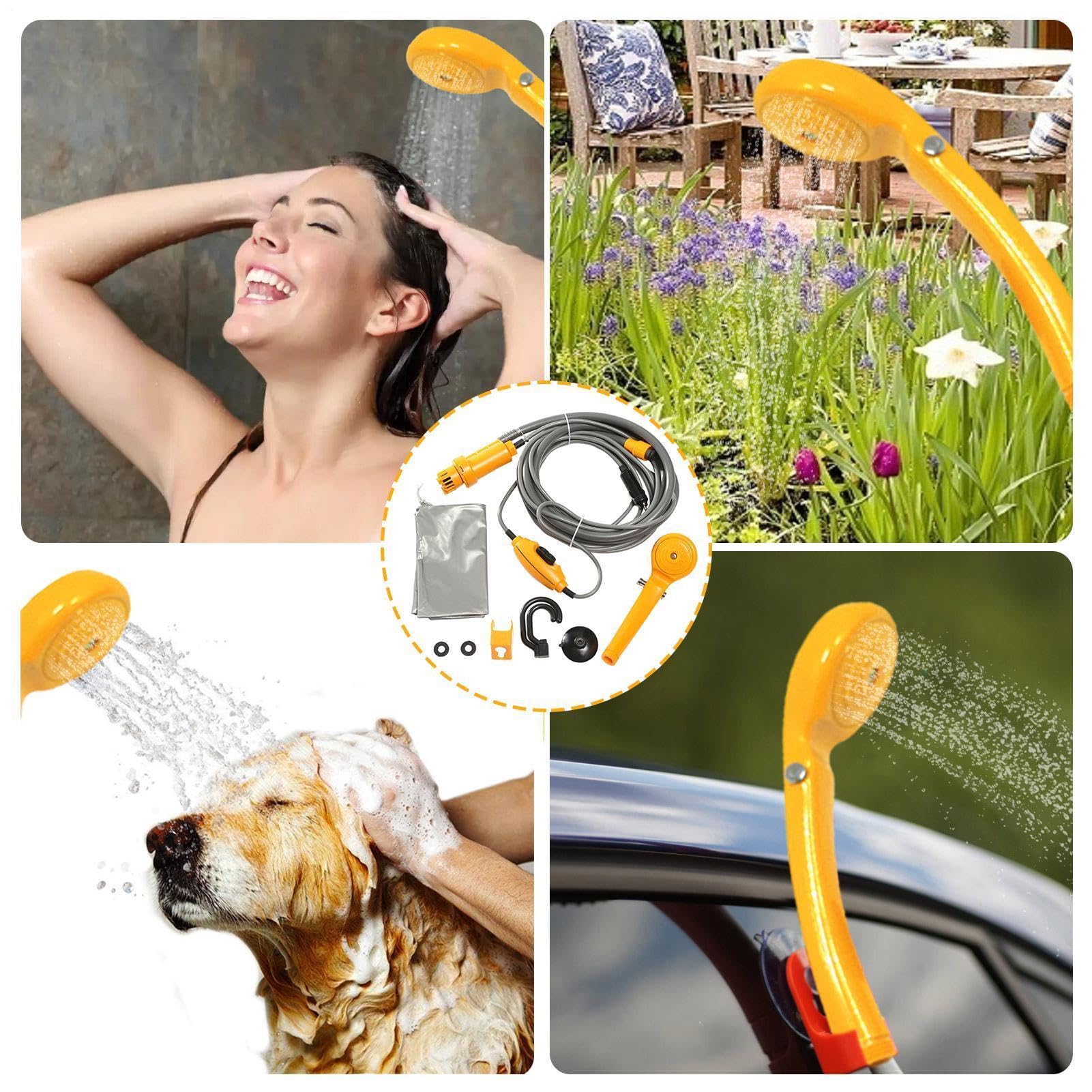 Ducha Portátil Para Camping 12V Eléctrica Portátil Multifuncional | Bomba De Ducha Camping Al Aire Libre para Motocicleta Autocaravana Lavado de Coches Senderismo Playa Viajes Aventuras Viaje
