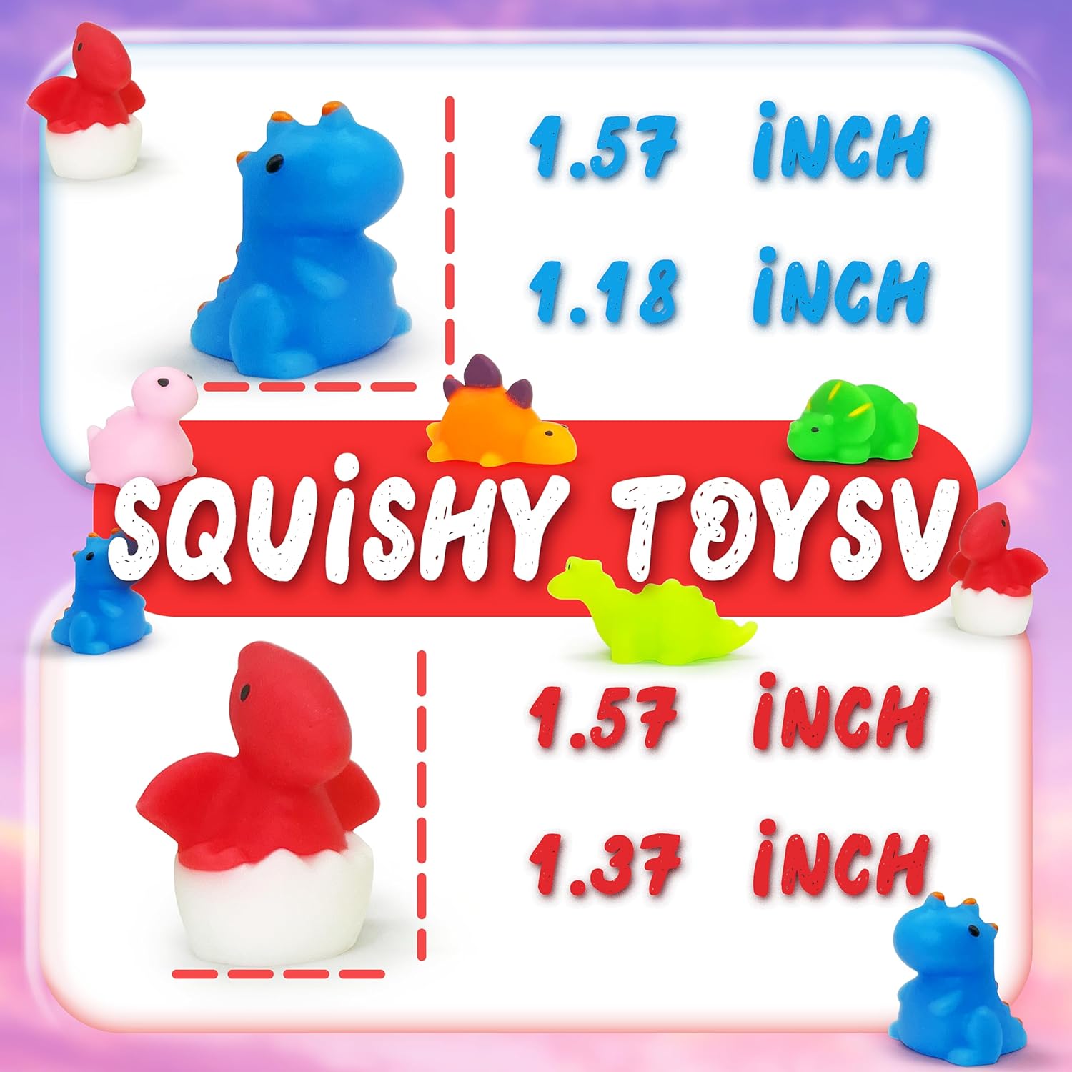 JIAHO 9 Pcs Dinosaur Mochi Squishy Toys, Kawaii Squishies, Party Favors for Kids, Squishy Dinosaur Sensory Toys, Mini Stress Ball Fidget Toys Bulk for Kids Prizes, Easter Basket Stuffers, Birthday