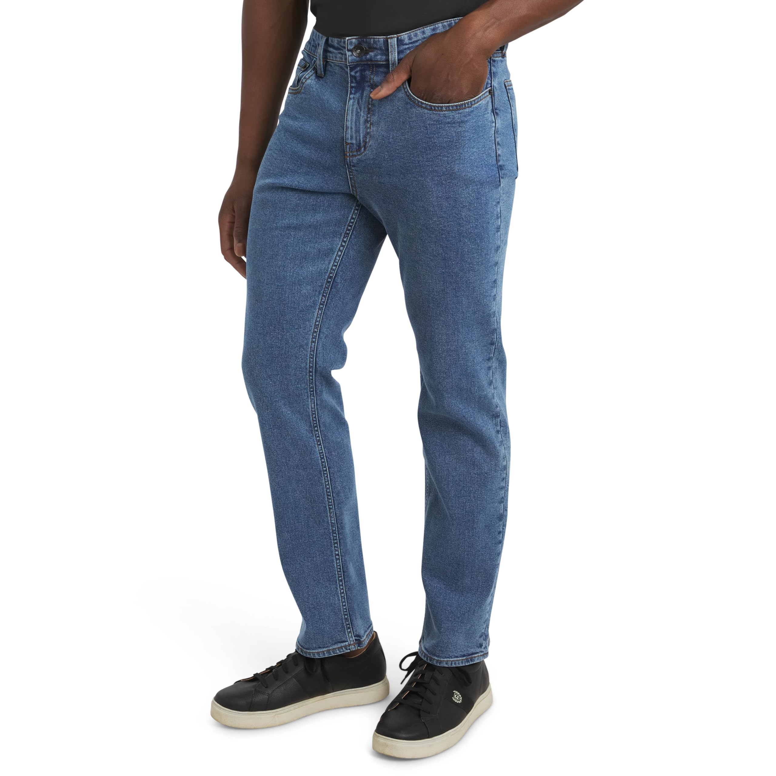 Chaps Mens 5 Pocket Relaxed Fit Stretch Waist Denim Jeans