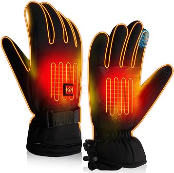 Rechargeable Heated Gloves for Men & Women, 3 Level Temperature Heating Touchscreen & Waterproof Ski Gloves Winter Thermal Hand Warmers for Freezer Work, Cycling, Outdoor Activities