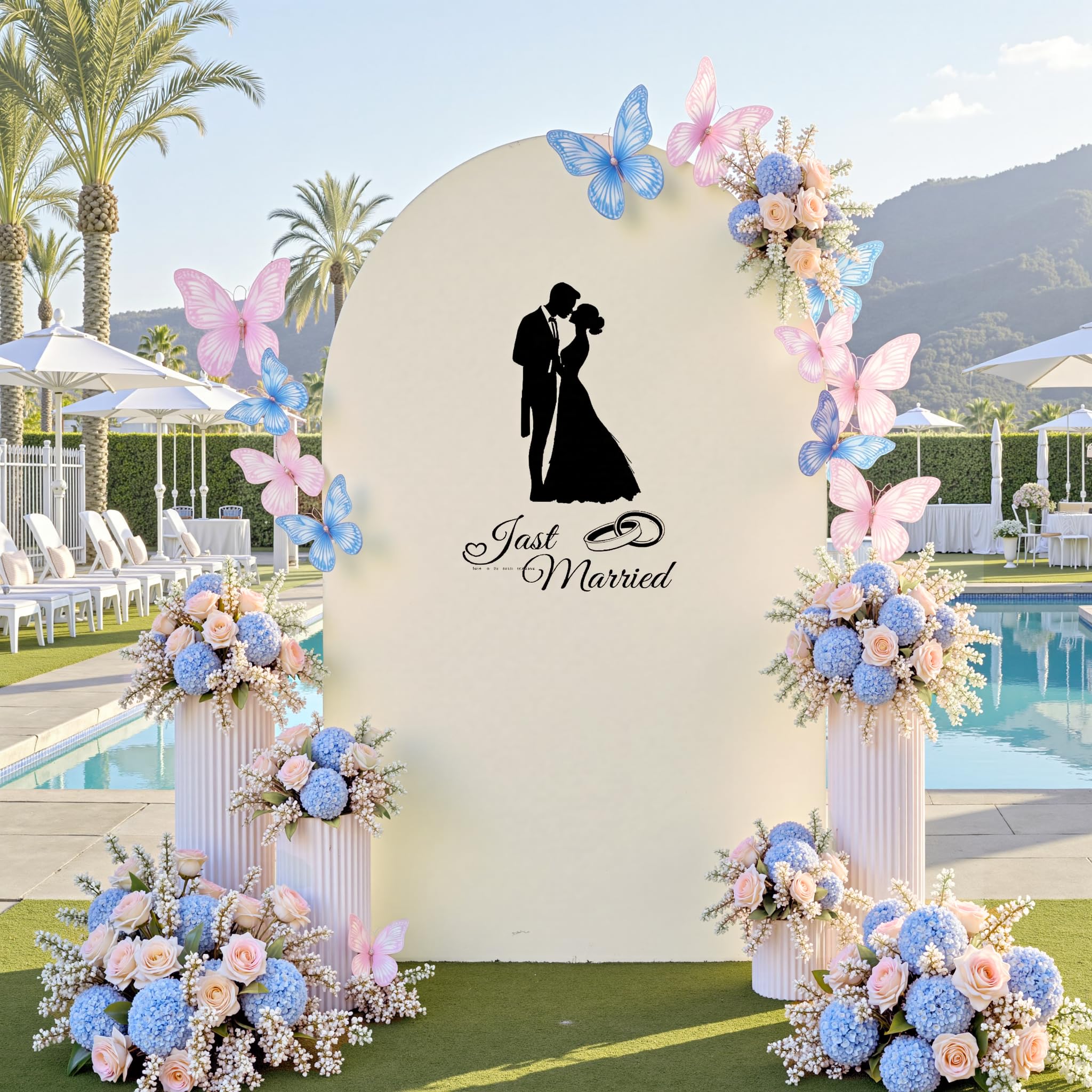 Copertura Per Arco Nuziale JEBUTU 2.2x1.2m In Spandex Beige: Sfondo Elastico Per Matrimoni E Feste! - 2