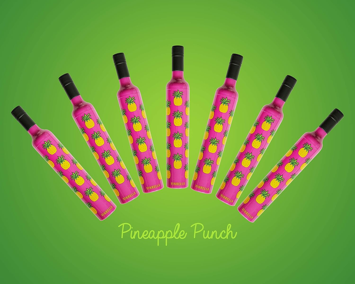 review Vinrella Wine Bottle Umbrellas | Compact for Travel, Light, No Drip, Fun Gift, Manual, Waterproof, Anti-UV | Small Folding Bottle Umbrella for Rain and Shade from Sun, Collapsible and Stores in Shell (Pineapple Punch)