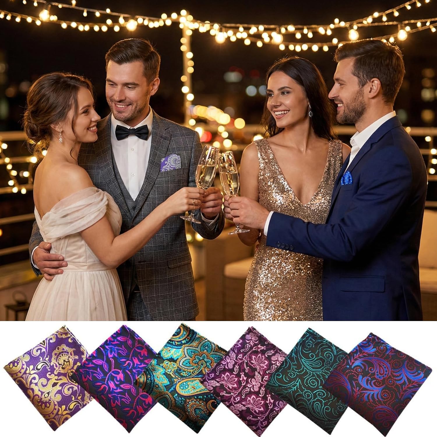 Faylapa 15 Pcs Pocket Squares sets for Man Suit, Assorted Colors Men Suit Pocket Square Handkerchiefs Wedding Party Gift - Image 4