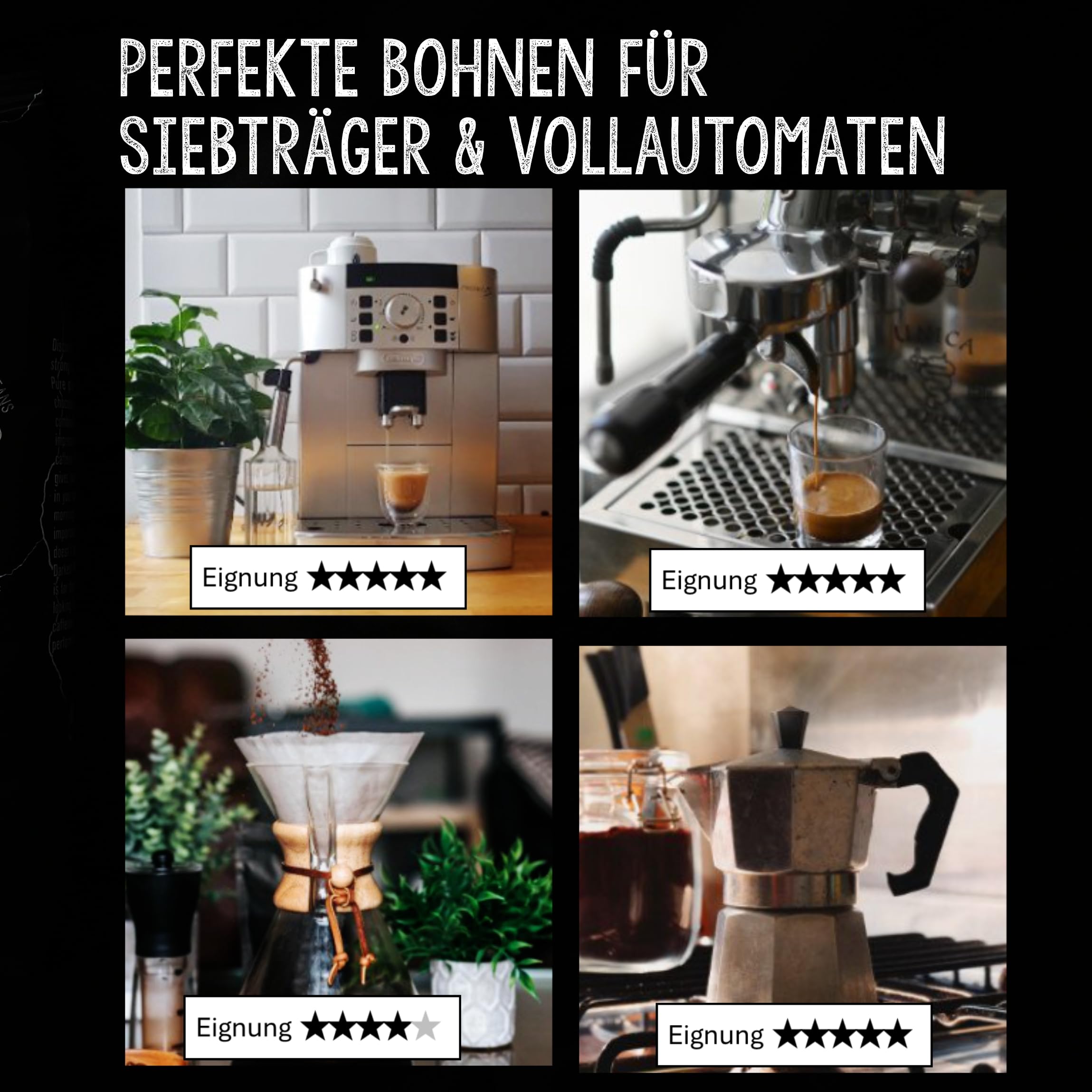 GUGGENHEIMER COFFEE - Kaffeebohnen 2kg - Extra langsam geröstet - wenig Säure und Bitterstoffe - Barista-Qualität - Feinste Crema - Bester Espresso für Vollautomaten - 4 x 500 g | Vollmundiger Kaffee, aromatisch, nicht bitter, wenig Säure, schöne Crema –