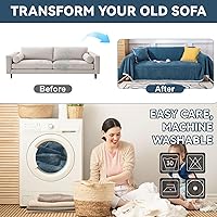 Vista 213 de VClife funda boho de sofá de felpilla para sofá seccional, funda antideslizante para sofá de 2 plazas, protector para mascotas con borlas, funda