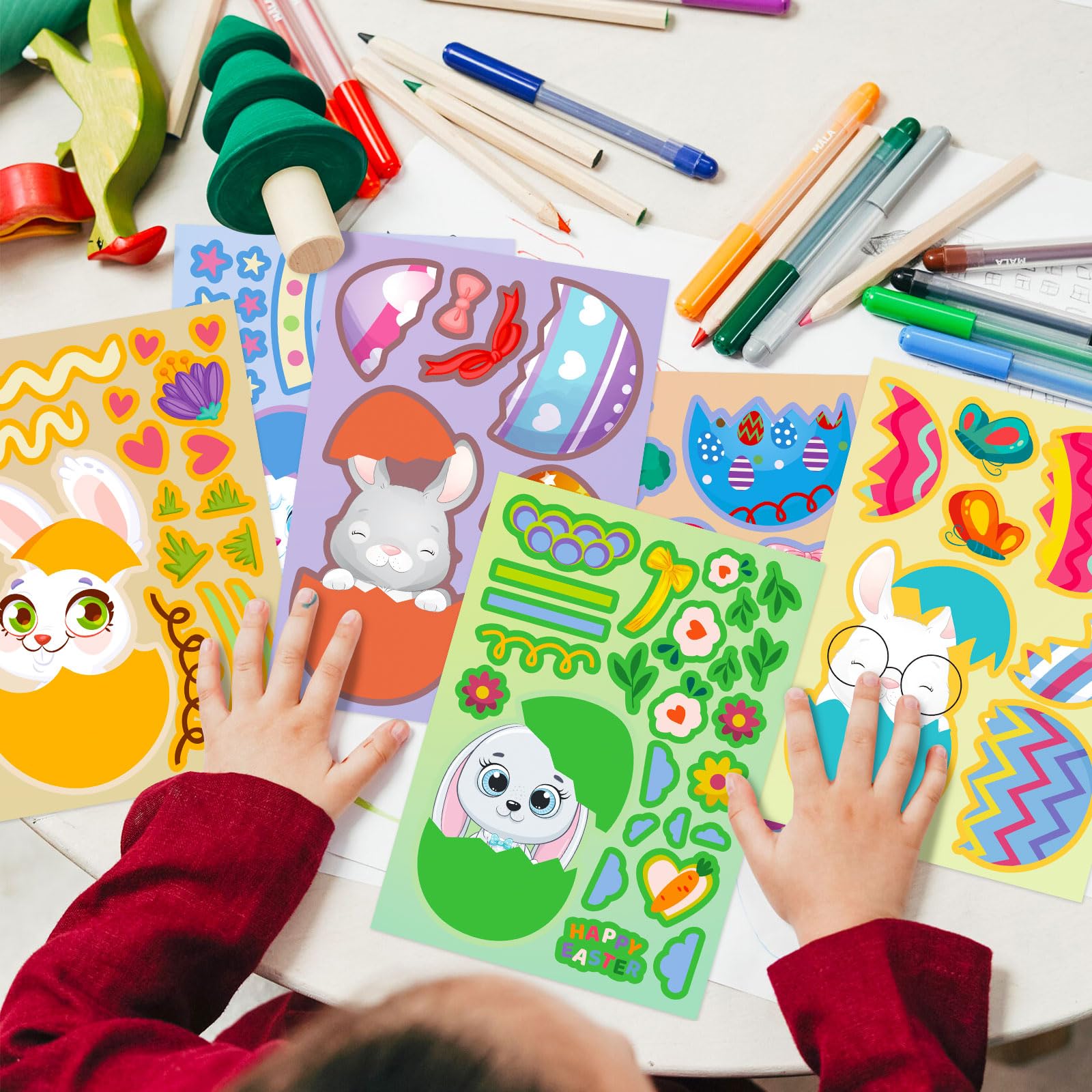 36 Sheets Easter Rabbit Make a Face Stickers+50 Themed Stickers - Image 3