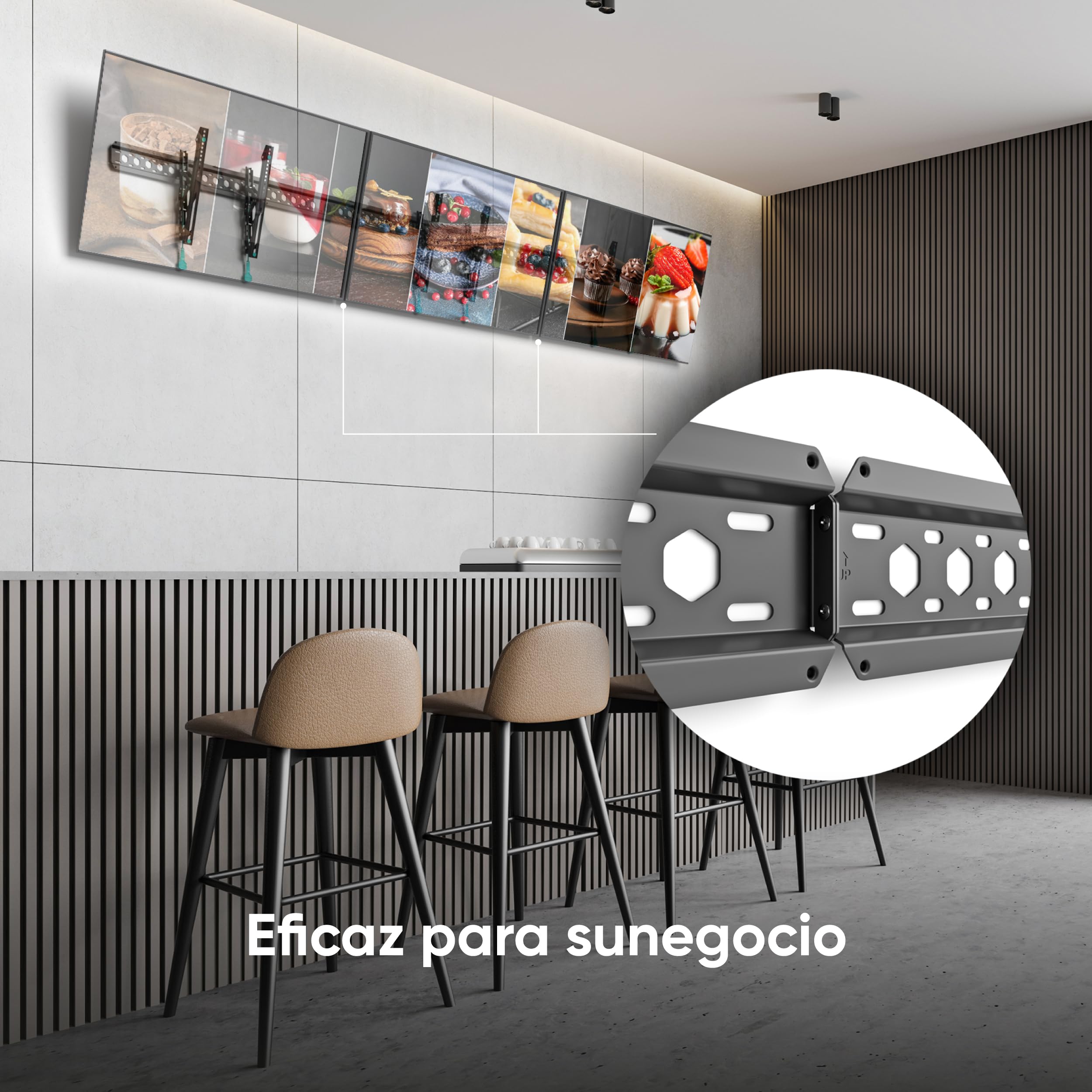 ONKRON Soporte TV a Pared 43-85 Pulgadas, Carga de hasta 68,2 kg, VESA 75x75-600x400 mm, Brazo Pantalla Inclinable con Nivel Integrado, Colgador para Televisor Mural, Ajustable, Universal, Negro TM6-B
