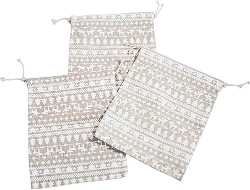 Miniatura 2 de Bolsas de regalo de lino de Navidad, bolsa de arpillera con cordón de Navidad, 3 unidades, bolsas de regalo de cáñamo de algodón para recuerdos de
