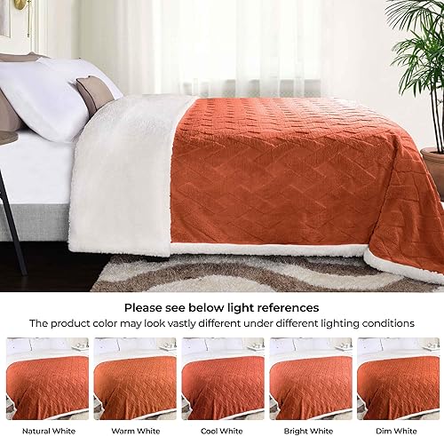 Miniatura 3 de Superior Manta Sherpa reversible de forro polar, mantas decorativas para dormitorio, sofá, mullida, esponjosa, ropa de cama suave, bonita decoración