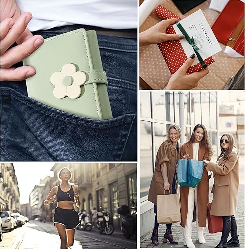 Miniatura 6 de LJCZKA Bonita cartera pequeña para niñas y mujeres, bloqueo RFID, piel sintética, tres plegadas, bolsillo para efectivo con tarjetero y billetera