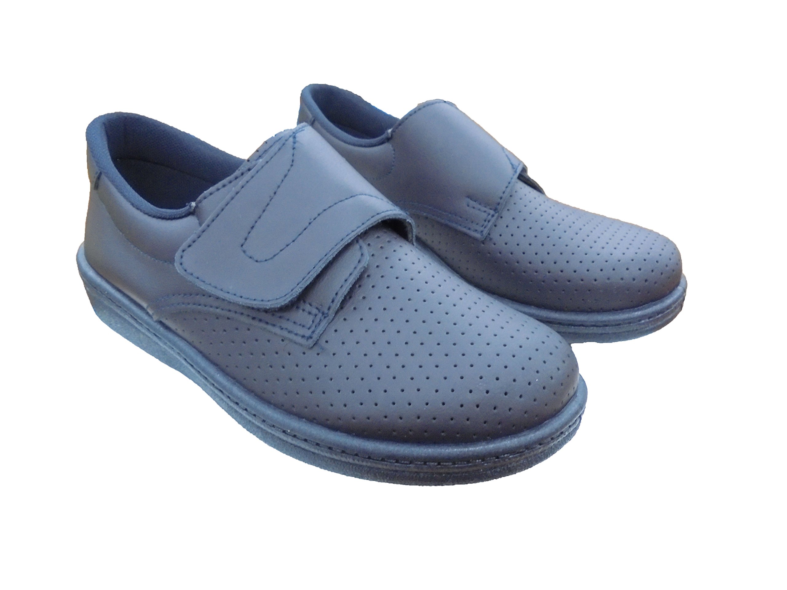Zuecos Sanitarios Anatomicos en Piel para Hombre, Mod.293 Calzado Made in Spain, Garantia de Calidad. (44, Azul Marino)