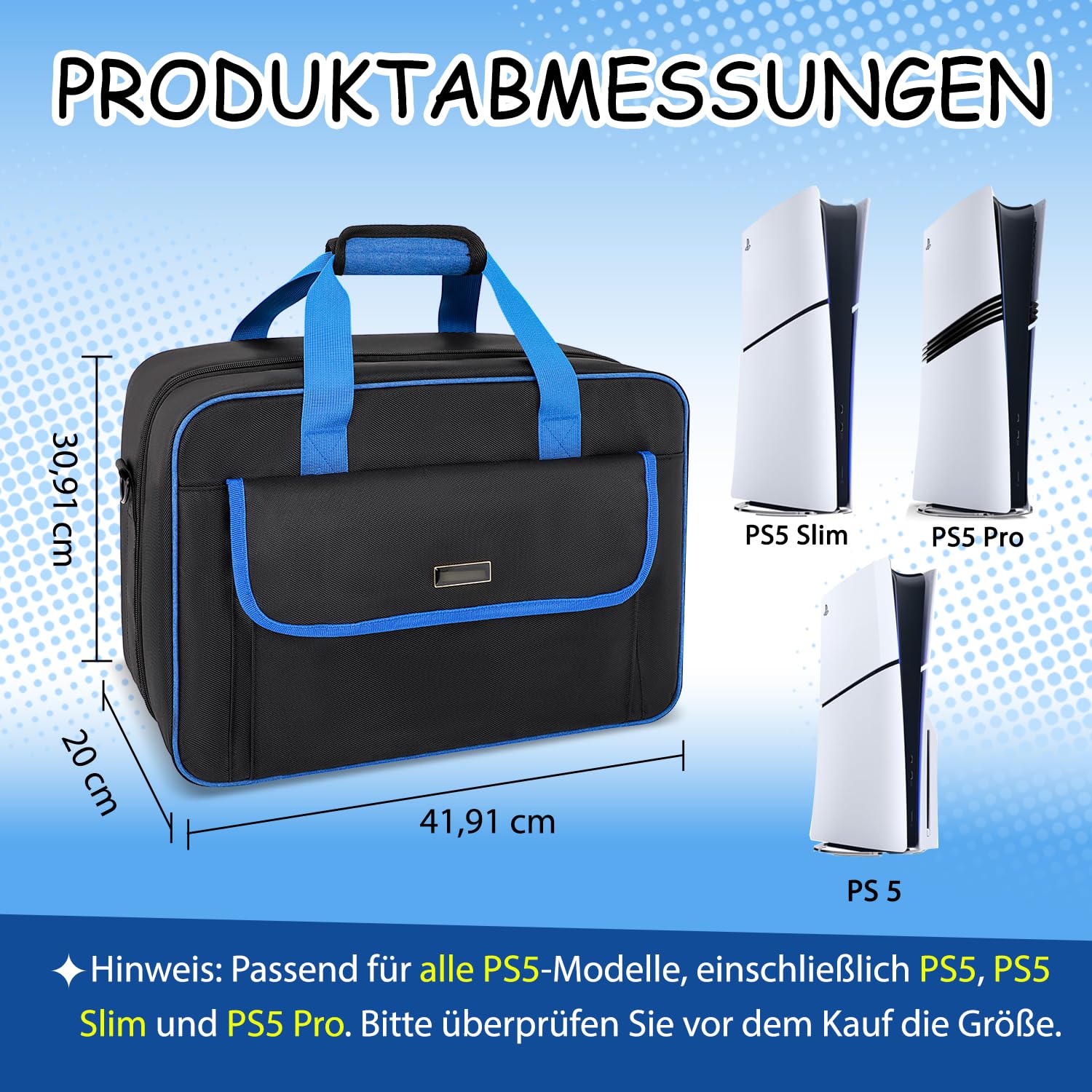 TavenRoa Tragetasche Kompatibel mit PS5/PS5 Slim, Schutztasche für PlayStation 5 Disc & Digital Edition, Organizer für Controller, Headset, Spiele Discs und Gaming Zubehör