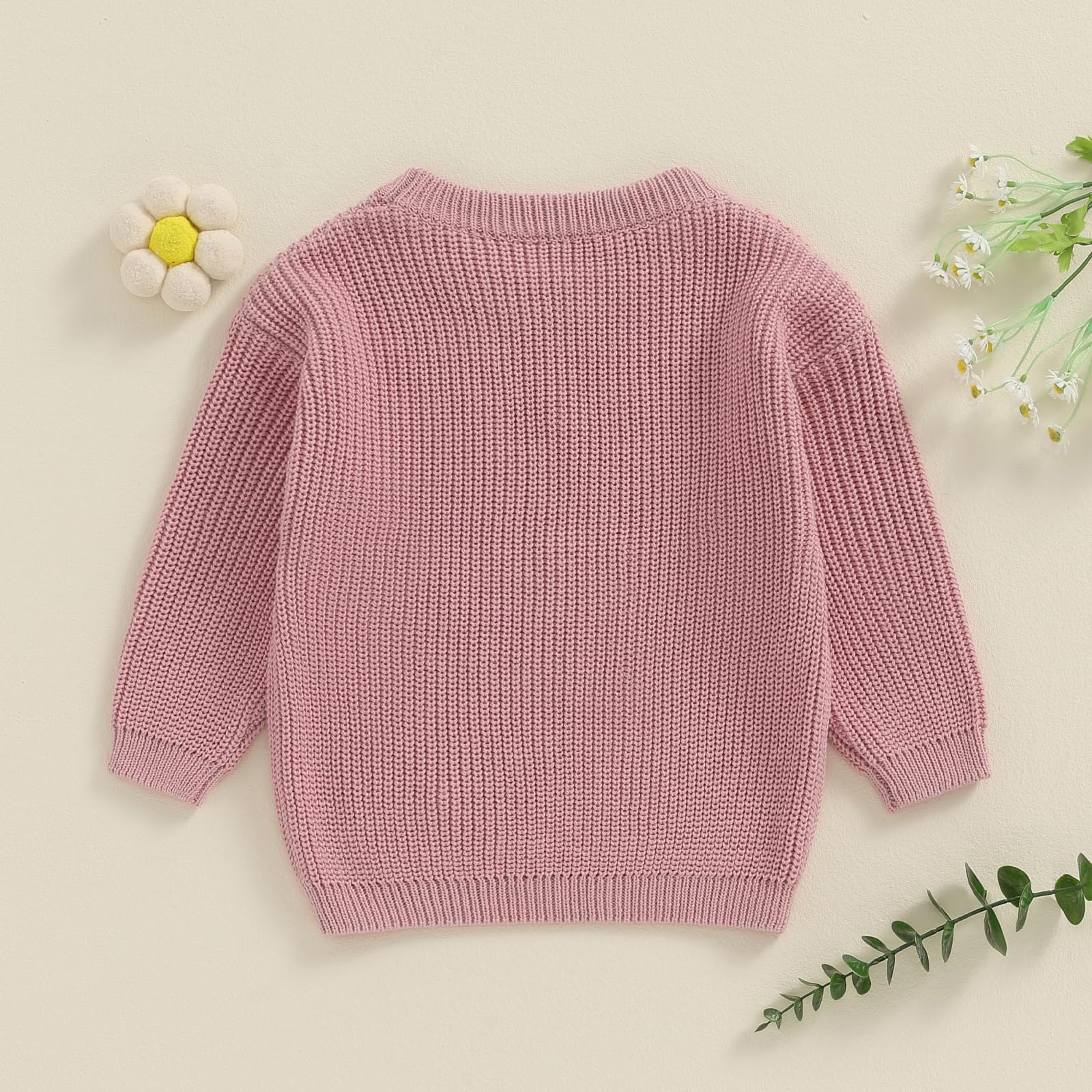 Yassiglia Tenue Big Sister Little Sister pour bébé fille - Pull tricoté pour enfant - Pull chaud en tricot pour l'hiver