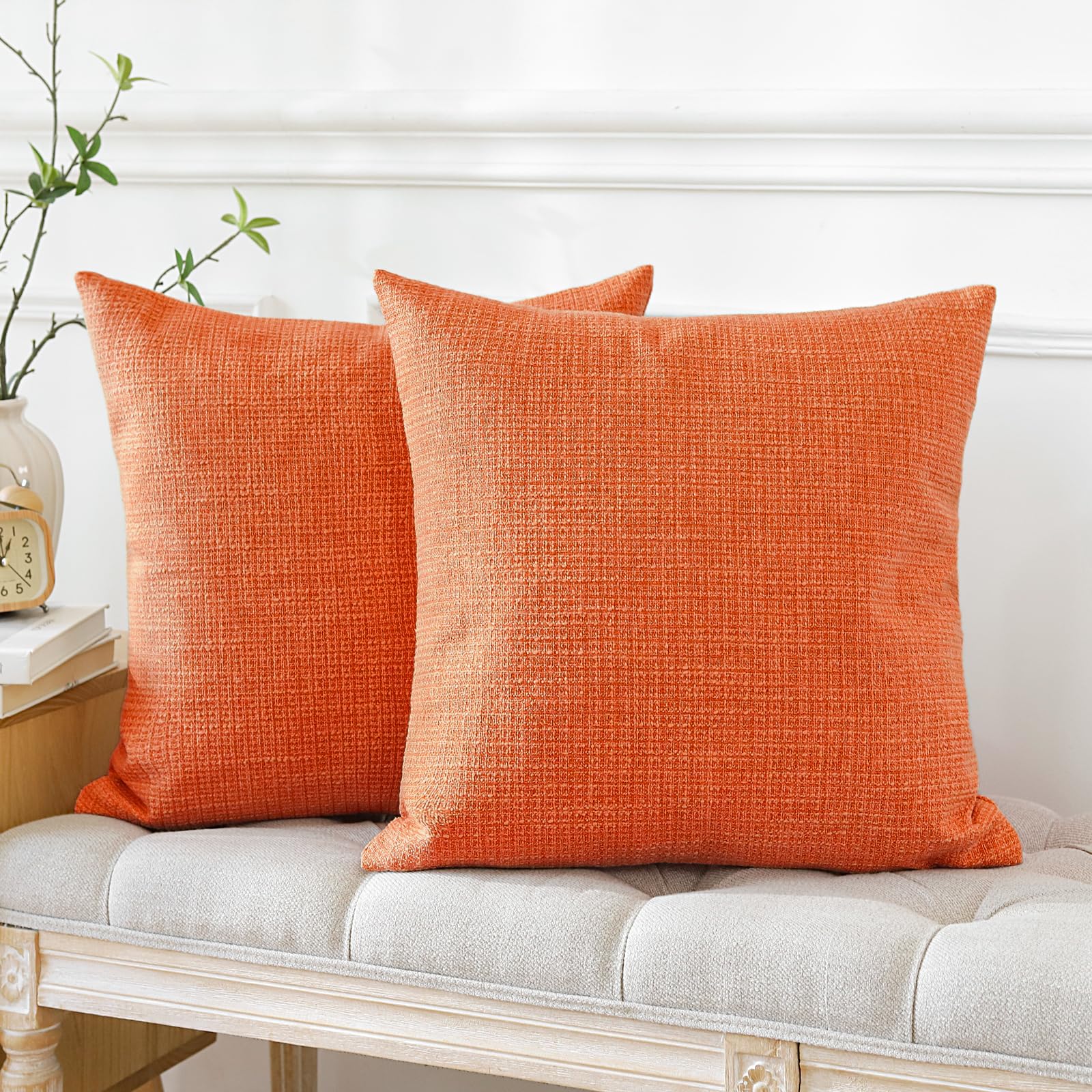 Amazon.co.jp: Otostar クッションカバー 北欧 2枚セット 麻 無地