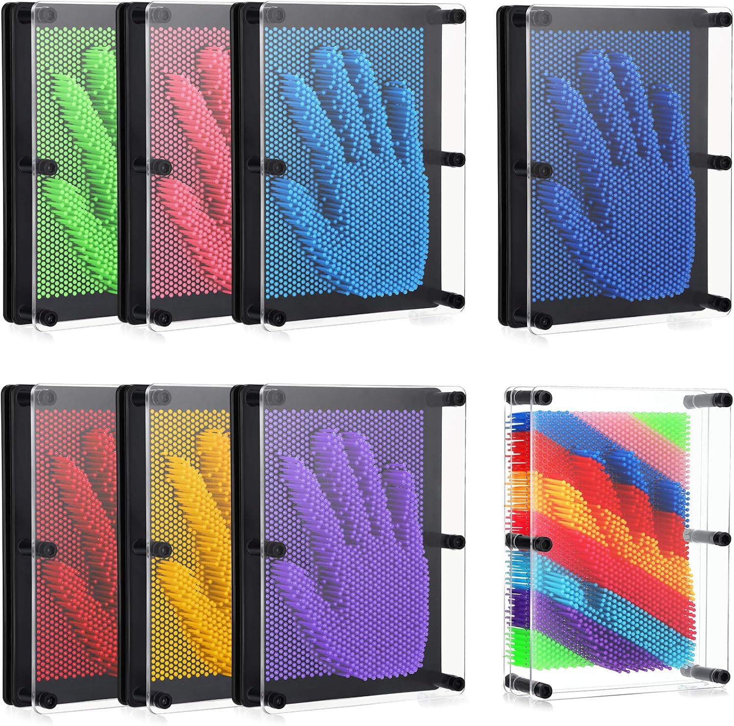 Jenaai 8 Pack 3D Pin Art Toy Bulk Large Size Pin Art Board