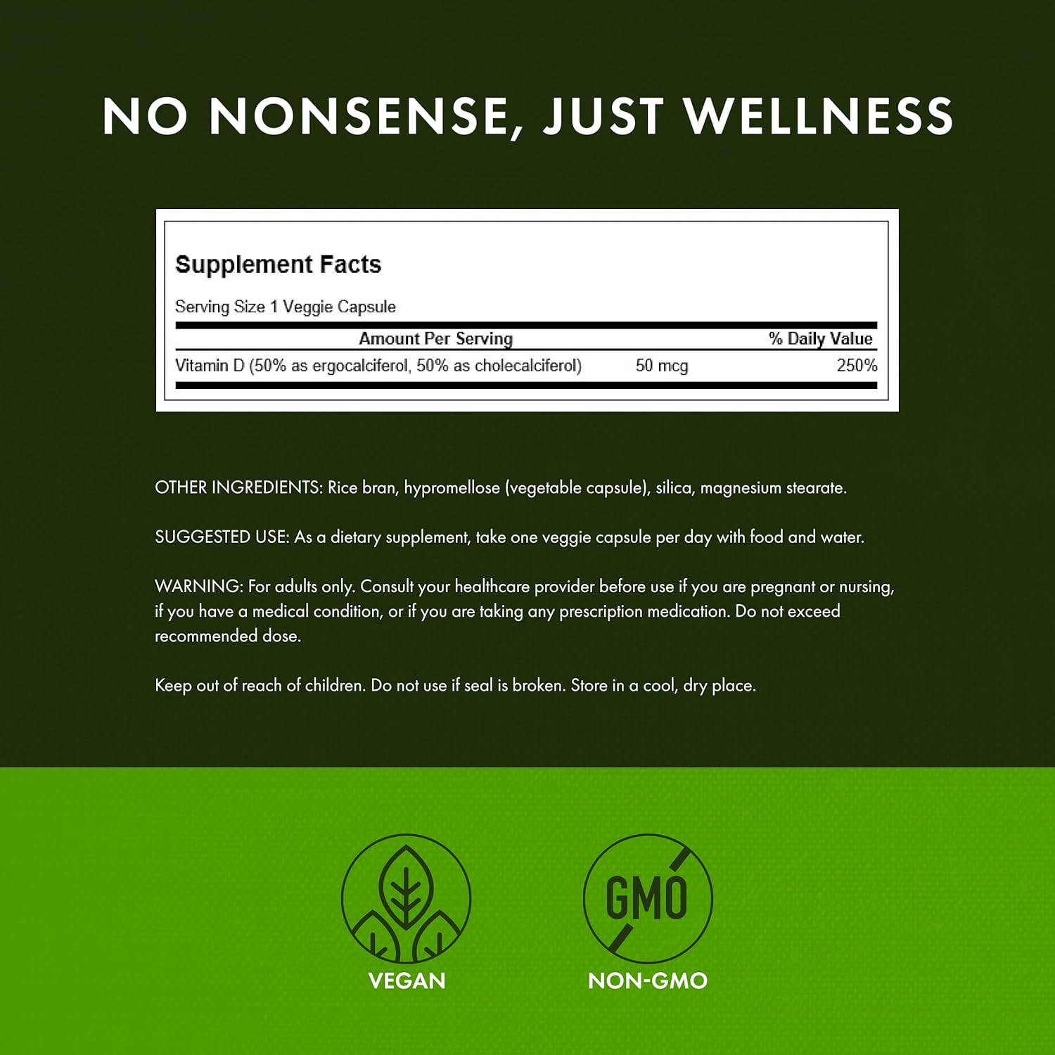 Swanson Vitamin D Complex with Vitamins D2 & D3 - Complete Sunshine Vitamin Complex for Bone, Dental & Immune Health - Vitamin Supplement (50 mcg, 60 Veggie Capsules) 60 Count (Pack of 1) image 3 of 7 B00GOY5GLO