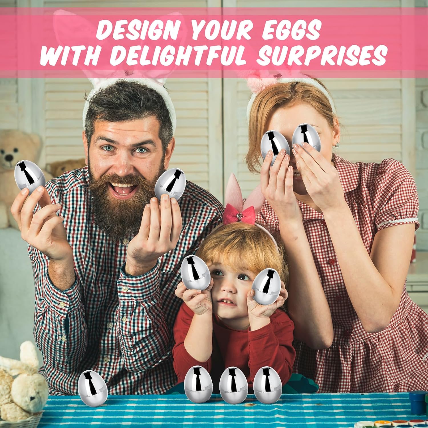 24 Pcs Fillable Easter Eggs 2.36 Inch Easter Eggs with Hinge Plastic Empty Eggs for Easter Egg Hunt Basket Stuffers Easter Theme Decorations (Sliver)