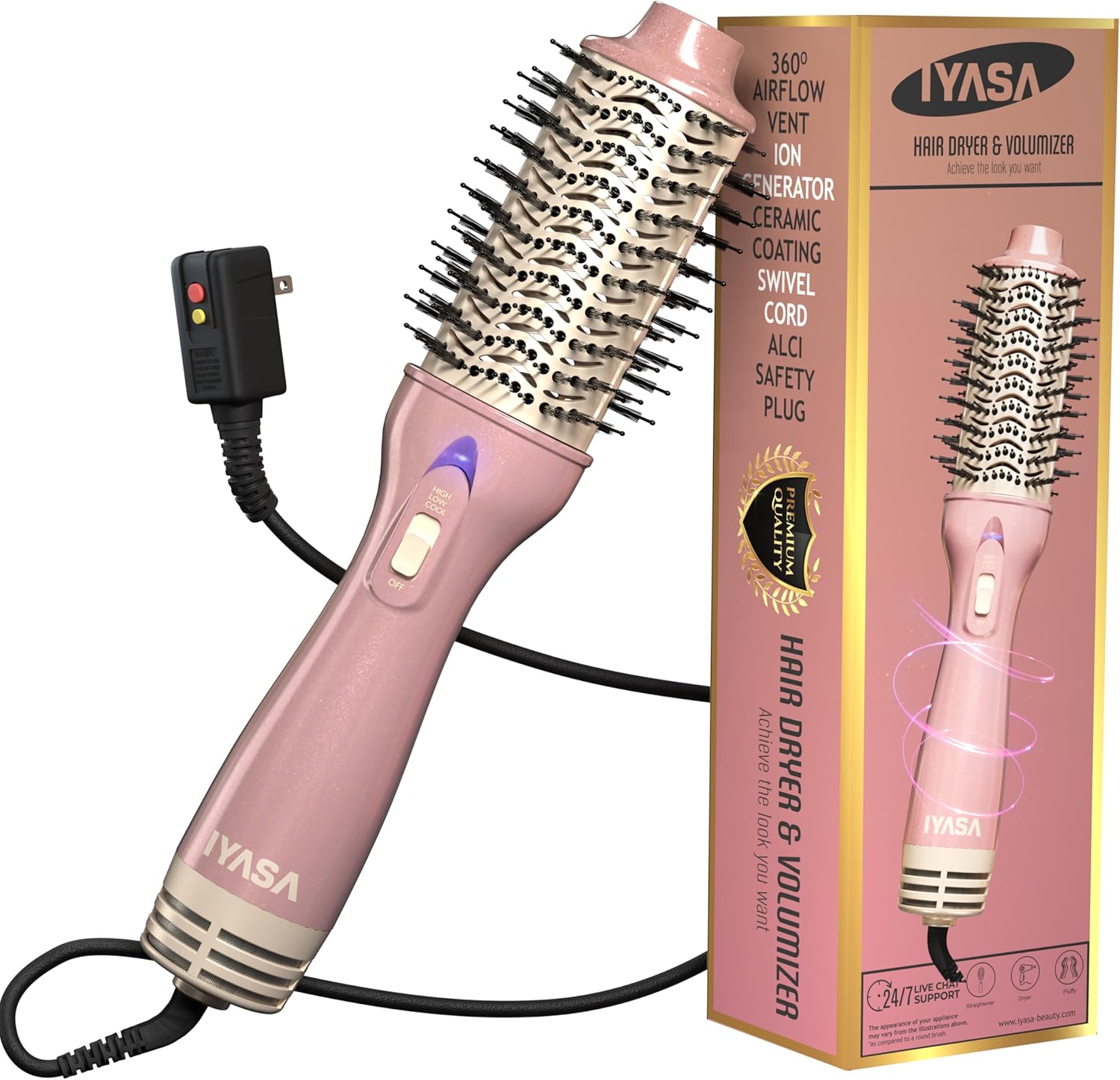 Professional Blowout Hair Dryer Brush | Oval Barrel Volumizer Styler Curler Straightener | Anti-Frizz Ion Generator Technology Professional Blowout Hair Dryer Brush | Oval Barrel Volumizer Styler Curler Straightener | Anti-Frizz Ion Generator Technology
