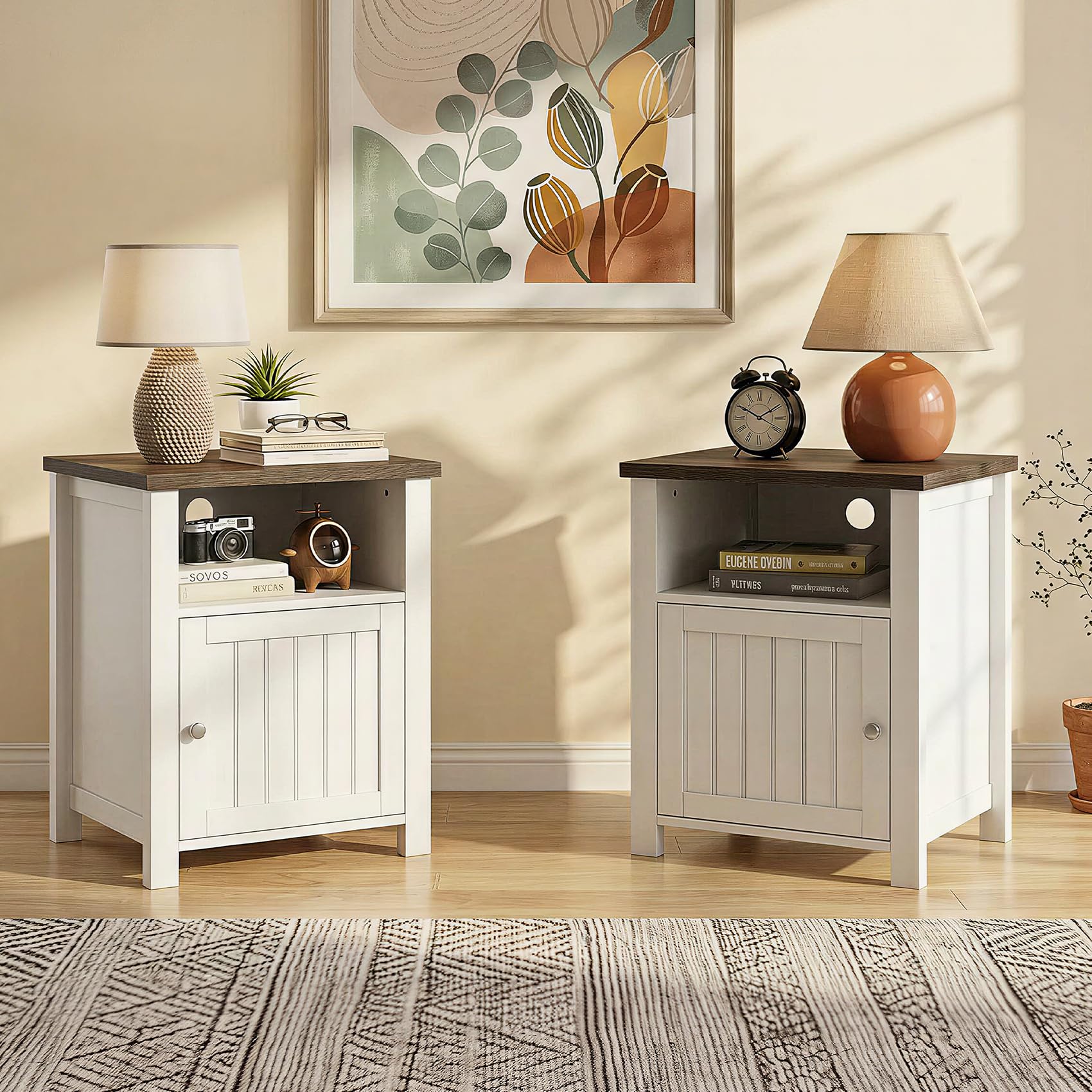 Amazon.com: ChooChoo Farmhouse Nightstands Set of 2, Rustic