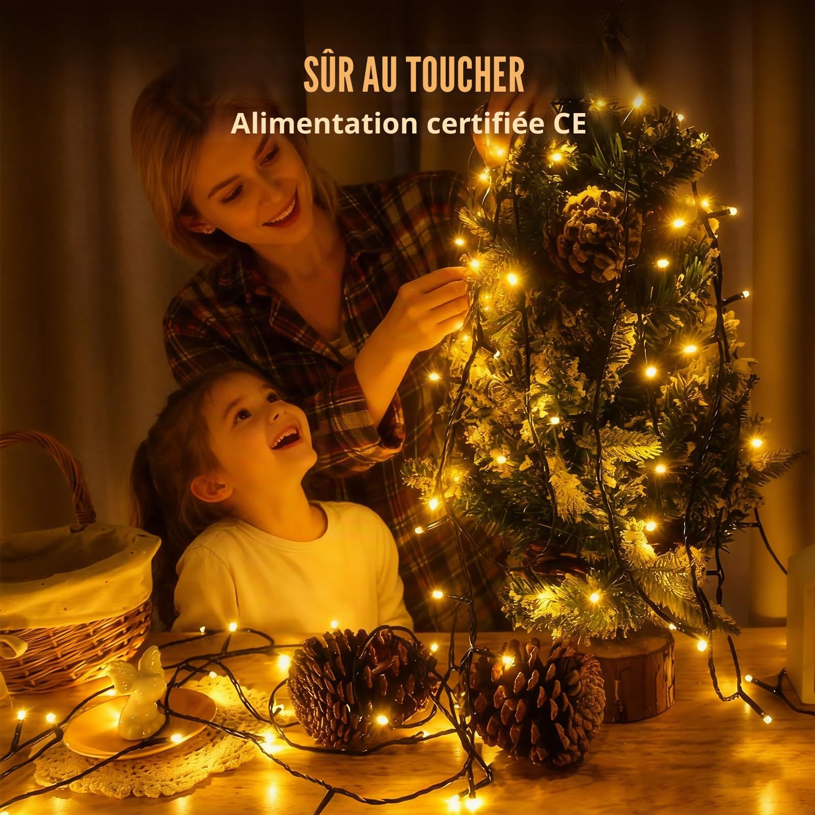 Guirlande Lumineuse 100m 1000 LED Lumière Etoilée, 8 Mode Blanc Chaud, IP44 Imperméable, Guirlande Lumineuse Led Interieur et extérieur Decoration pour Noël Mariage Fête