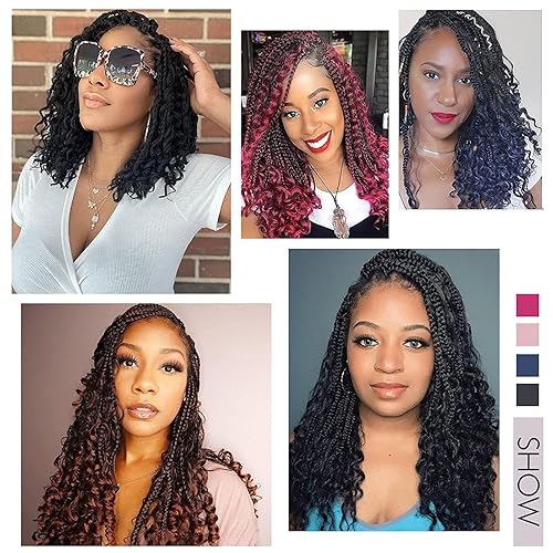 Vista 19 de Goddess Box Braids Crochet Hair With Curly Ends 18 Inch Bohomian Box Braids Crochet Braids 8 Packs 3X Crochet Braids Synthetic Braiding Hair 1B-4-30