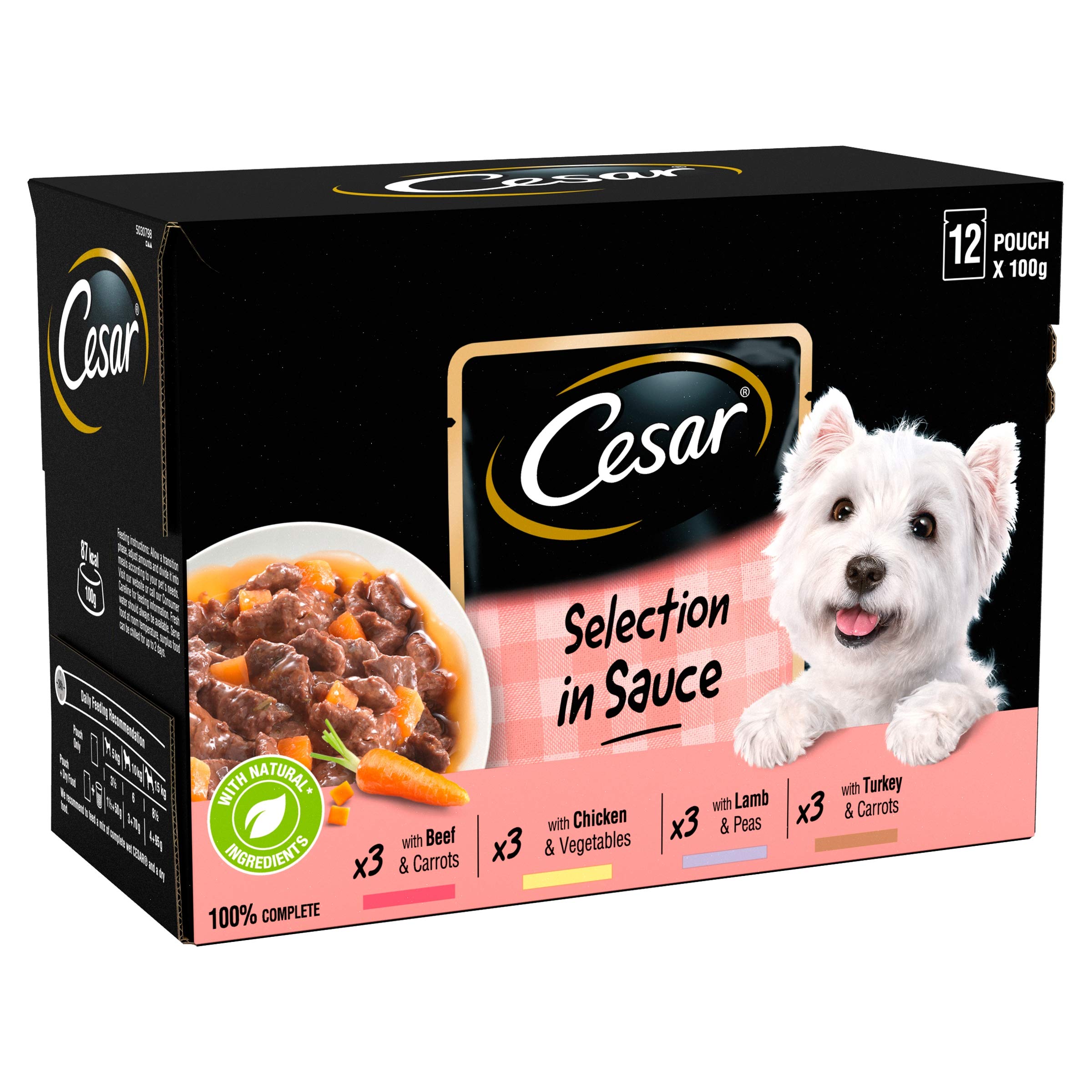 Cesar Adult Dog Wet Food in Pouch Selection in Sauce, 12x100g โ image 1