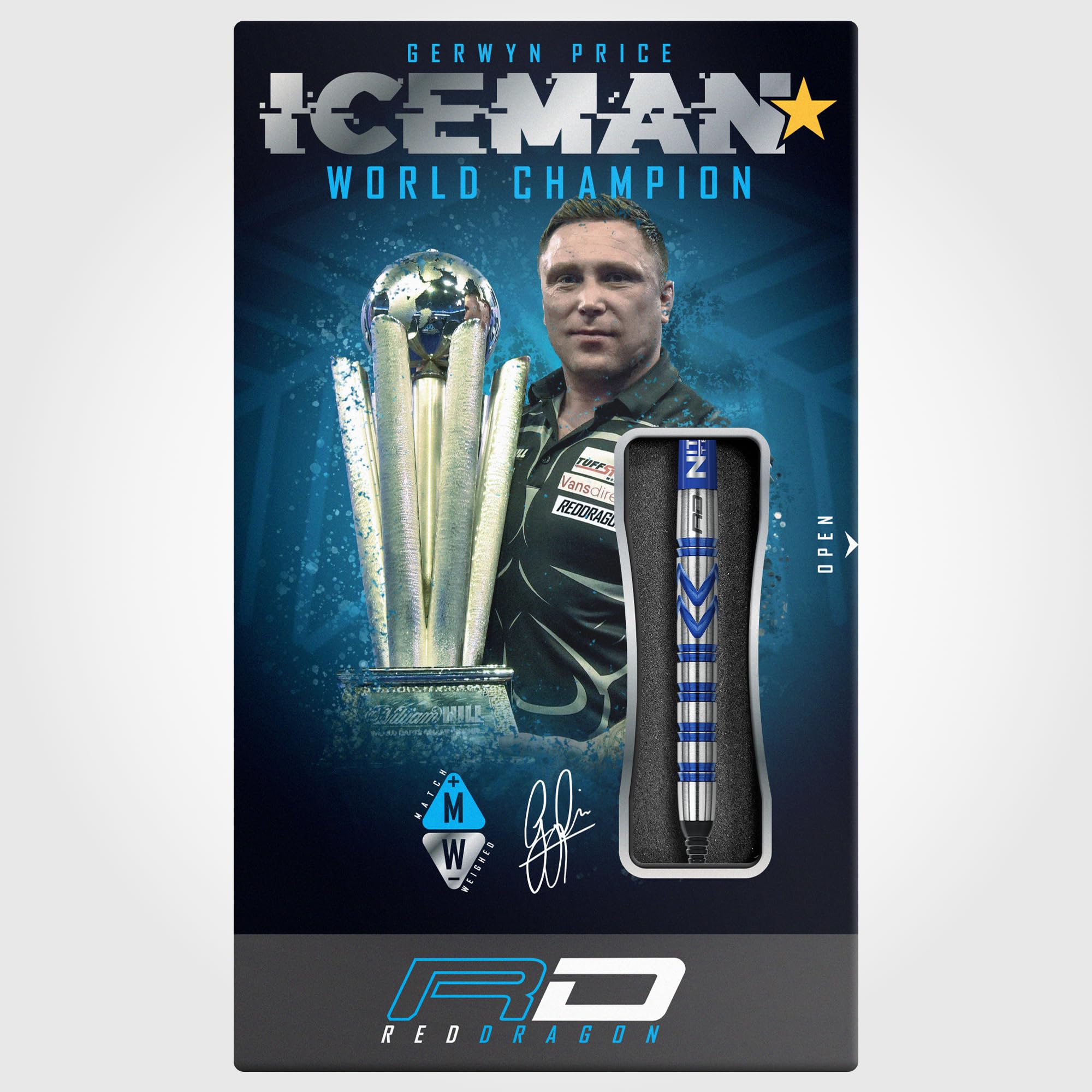 RED DRAGON Gerwyn Price Iceman Originals 20g Fassgewicht, 22g Gesamtgewicht Softip Tungsten Dartpfeile Set mit Flights und Schäfte