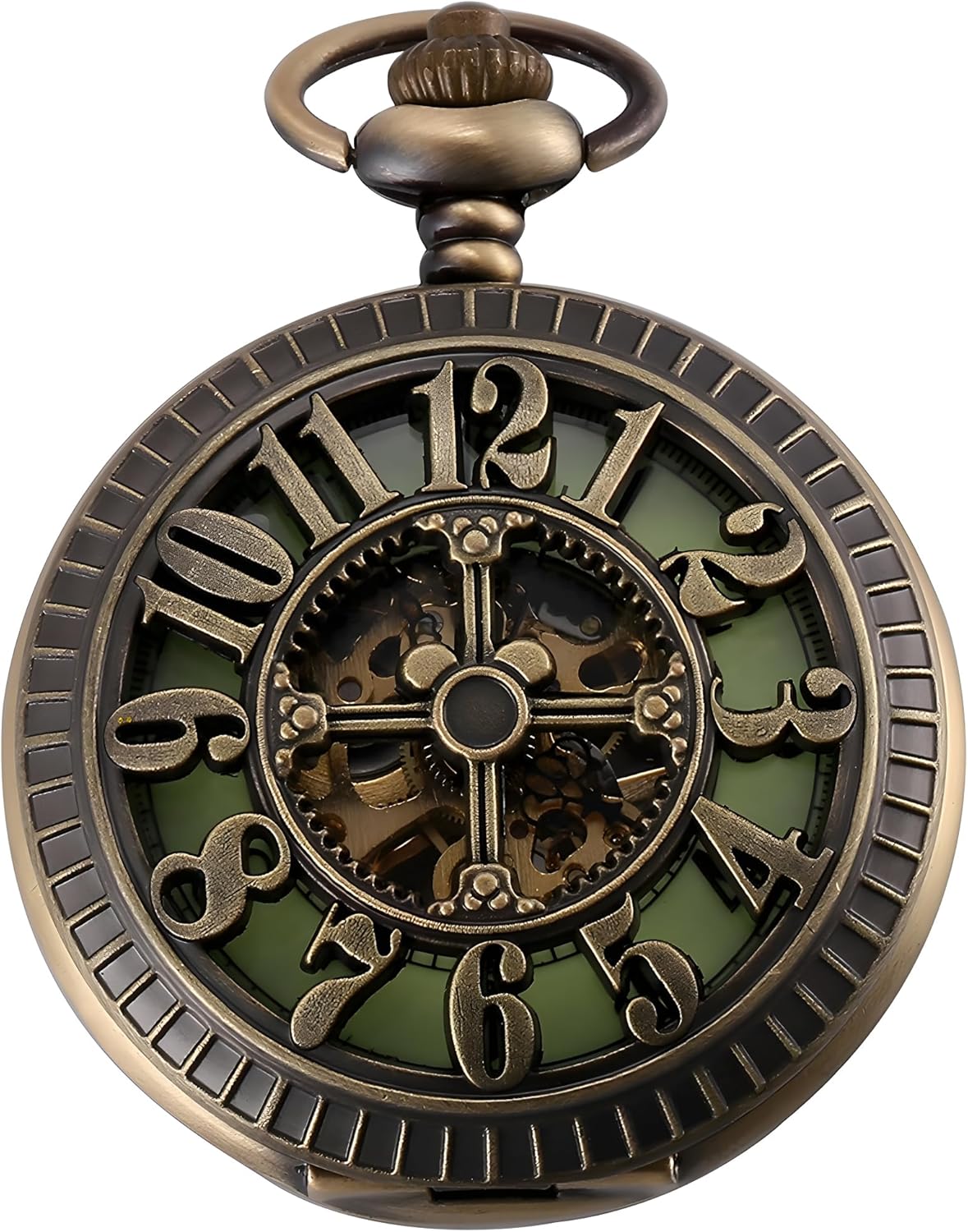 Carrie Hughes Mens Vintage Railway Steampunk Luminous dial Mechanical Pocket Watch with Chain in Box CH99