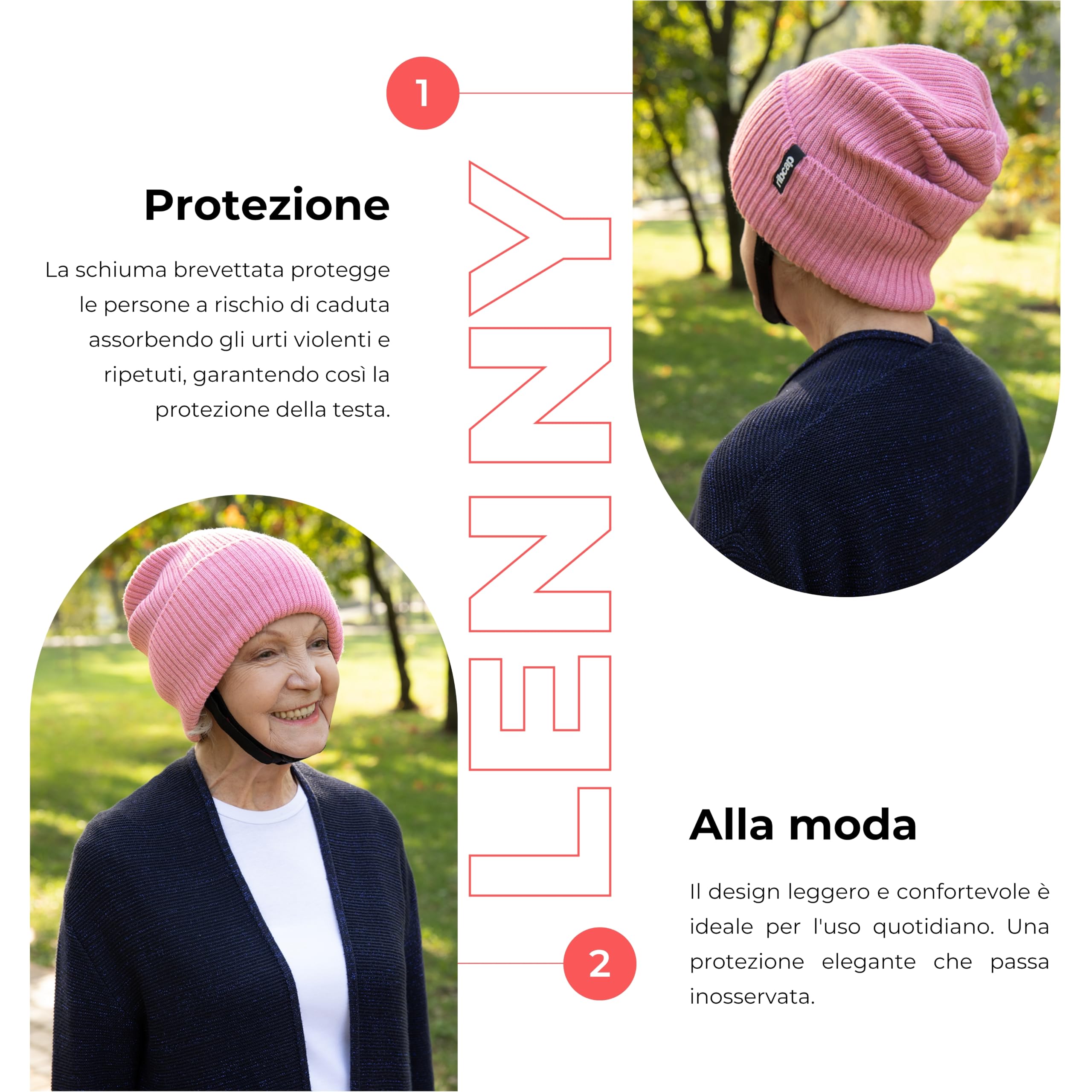 Ribcap Lenny Casco Protettivo di Grado Medico | Rosa | Casco Morbido per Epilessia | Casco Protettivo per Convulsioni | alla Moda e Senza Stigma