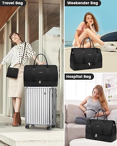 Miniatura 6 de Bolsas de fin de semana para mujer, bolsa de viaje, Negro -, Elegante