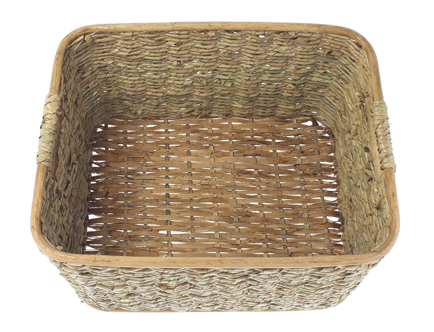 Panier de Rangement en Rotin et Paille de Roseau - Taille Moyenne 40 x 30 x 23 cm - Pour Armoire, Étagère et Linge