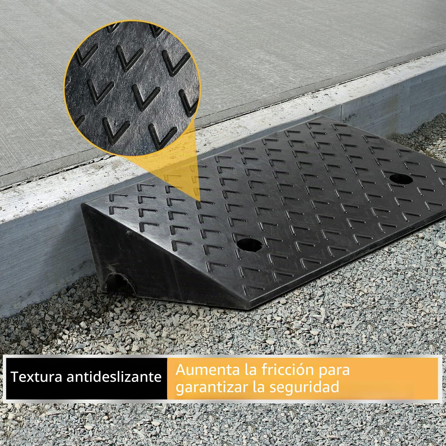 Rampa de bordillo de goma, 15 cm de alto, rampa de entrada portátil, antideslizante, superficie texturizada, bordes de bordillo para la entrada, lámpara de carga, acera, coche, bicicleta, moto
