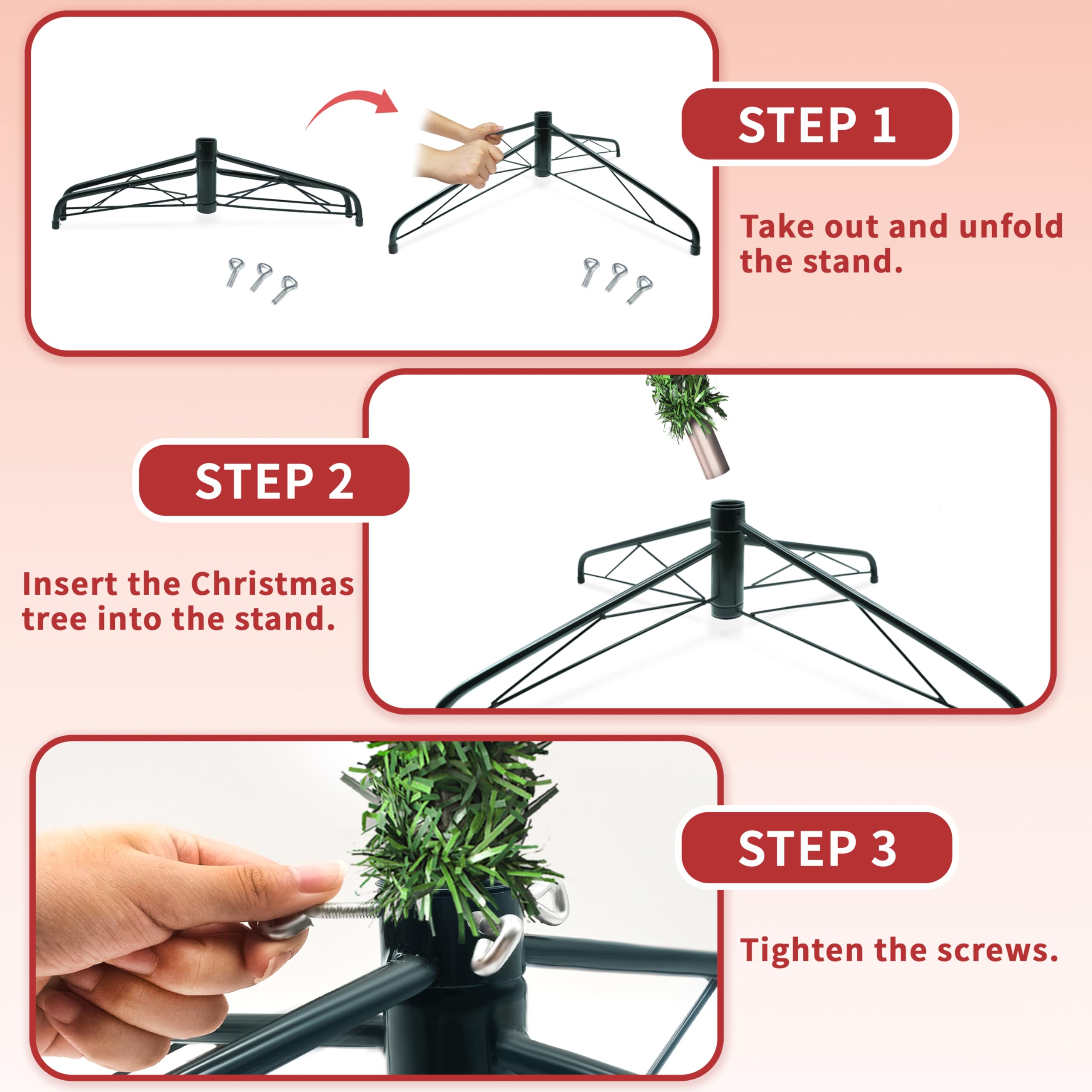 Supporto per albero di Natale in metallo da 70 cm con foro da 3,2 cm per alberi di Natale da 120/150/180/250/270 cm, supporto per albero di Natale, supporto per albero di Natale per alberi artificiali