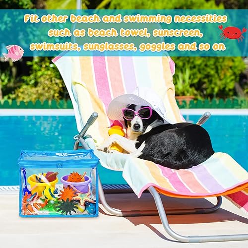 Miniatura 3 de Chunful Paquete de 6 bolsas grandes de almacenamiento de juguetes, organizador de rompecabezas de PVC transparente colorido para niños y niñas,