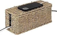 Vista 1 de StorageWorks Caja de Gestión de Cables, Organizador de Cables de Mimbre de 2 Ranuras para Ocultar Cables y Regleta de Energía, Caja Ocultacables
