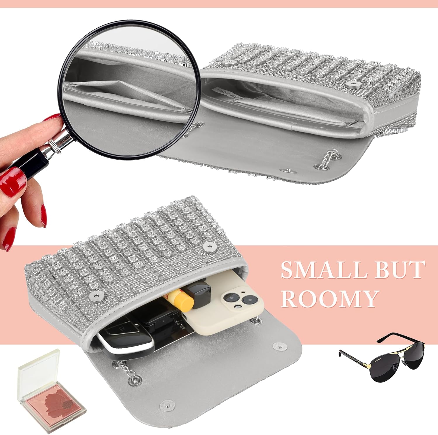 Rhinestone Clutch Purse for Women Sparkling Party Evening Bag Wedding Cocktail Handbag Prom Shoulder Bags - Image 3