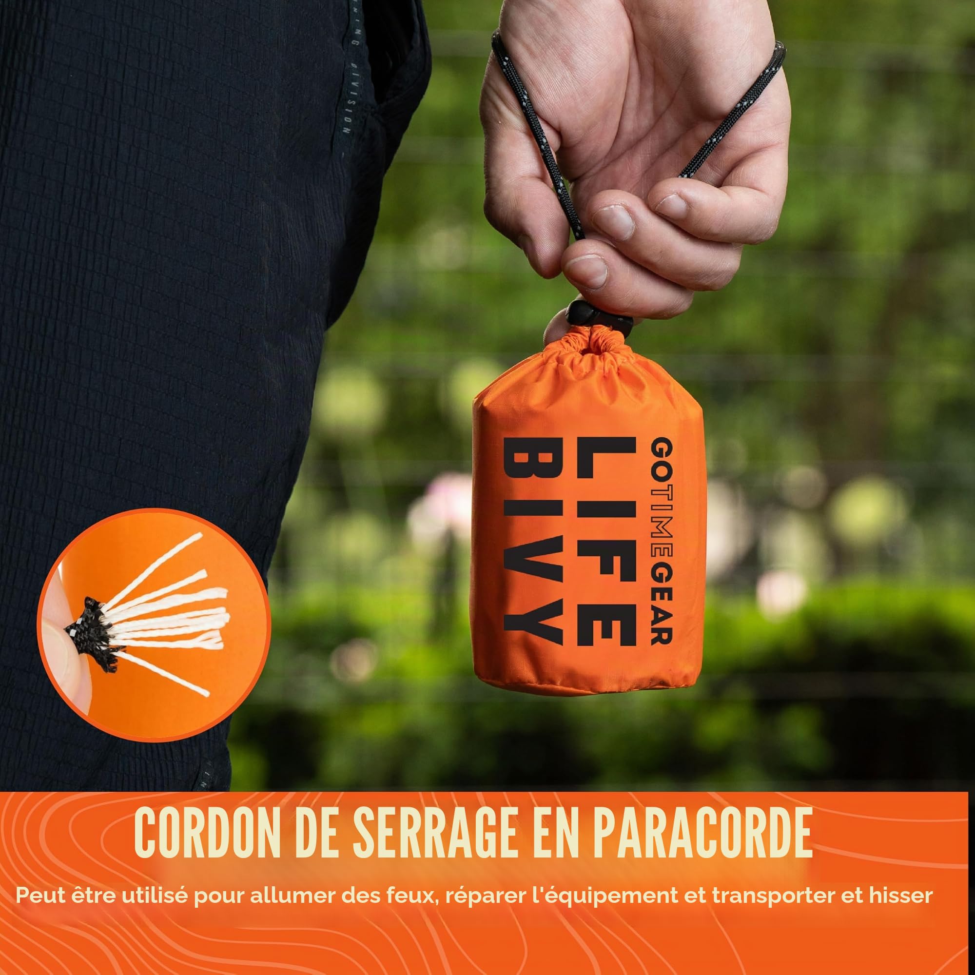 Go Time Gear Tente de survie d'urgence – Tente d'urgence pour 2 personnes – Utilisation comme tente de survie, abri d'urgence, tente tube, bâche de survie – Comprend un sifflet de survie et une