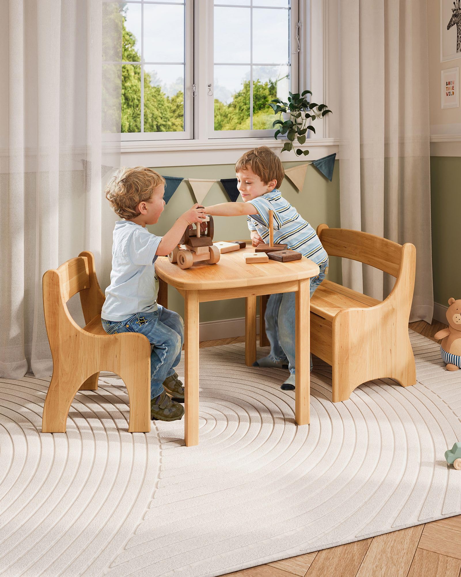 Original Kindersitzbank Levin von BioKinder® | Truhenbank mit Geheimfach aus Bio-Erlenholz | L 70 cm x B 36cm x H 55 cm