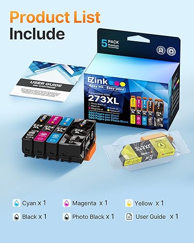 Miniatura 6 de E-Z Ink Cartucho de tinta remanufacturado 273 de repuesto para Epson 273xl T273XL para usar con XP-520 XP-600 XP-610 XP-620 XP-800 XP-810 XP-820
